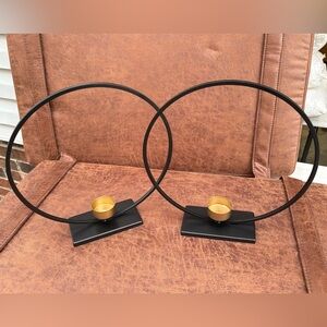 Black and Gold Circular Candle Holders